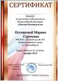 Сертификат за подготовку победителей во Всероссийской викторине "Знатоки безопасности", Октябрь 2016 г. Сертификат за подготовку победителей во Всероссийской викторине "Знатоки безопасности", Октябрь 2016 г.
